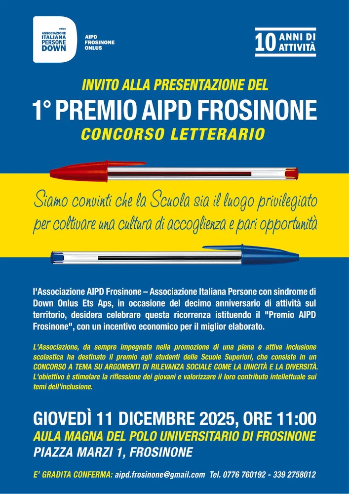Invito Premio Letterario Aipd Frosinone